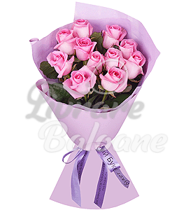 Buchet din 11 Trandafiri Roz 60 cm
