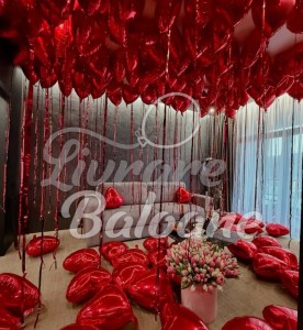 Decor cu Baloane Inimi Roşii de 14 Februarie_LOVE (LB-16057)