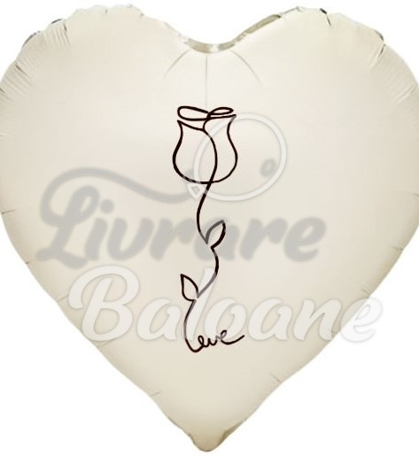 Balon cu Heliu_Inimǎ Crem cu Trandafir (LB-16064)