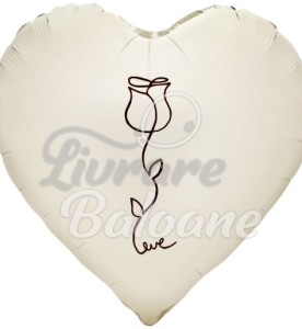 Balon cu Heliu_Inimǎ Crem cu Trandafir (LB-16064)