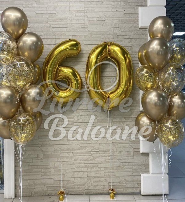 Set Baloane Aniversare 60 Ani Gold Elegance (LB-12079)