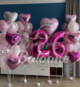 Set Baloane Roz cu Confetti - La Mulți Ani Deluxe (LB-12081)